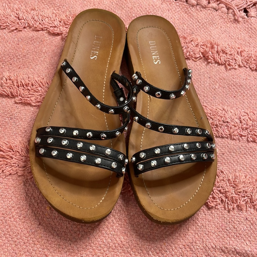 Black studded slides